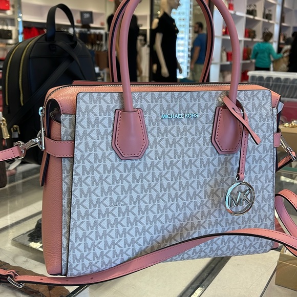 MICHAEL KORS
 Mercer Medium Logo and Leather Belted Satchel
Primrose Multi 
NWT - Picture 7 of 16